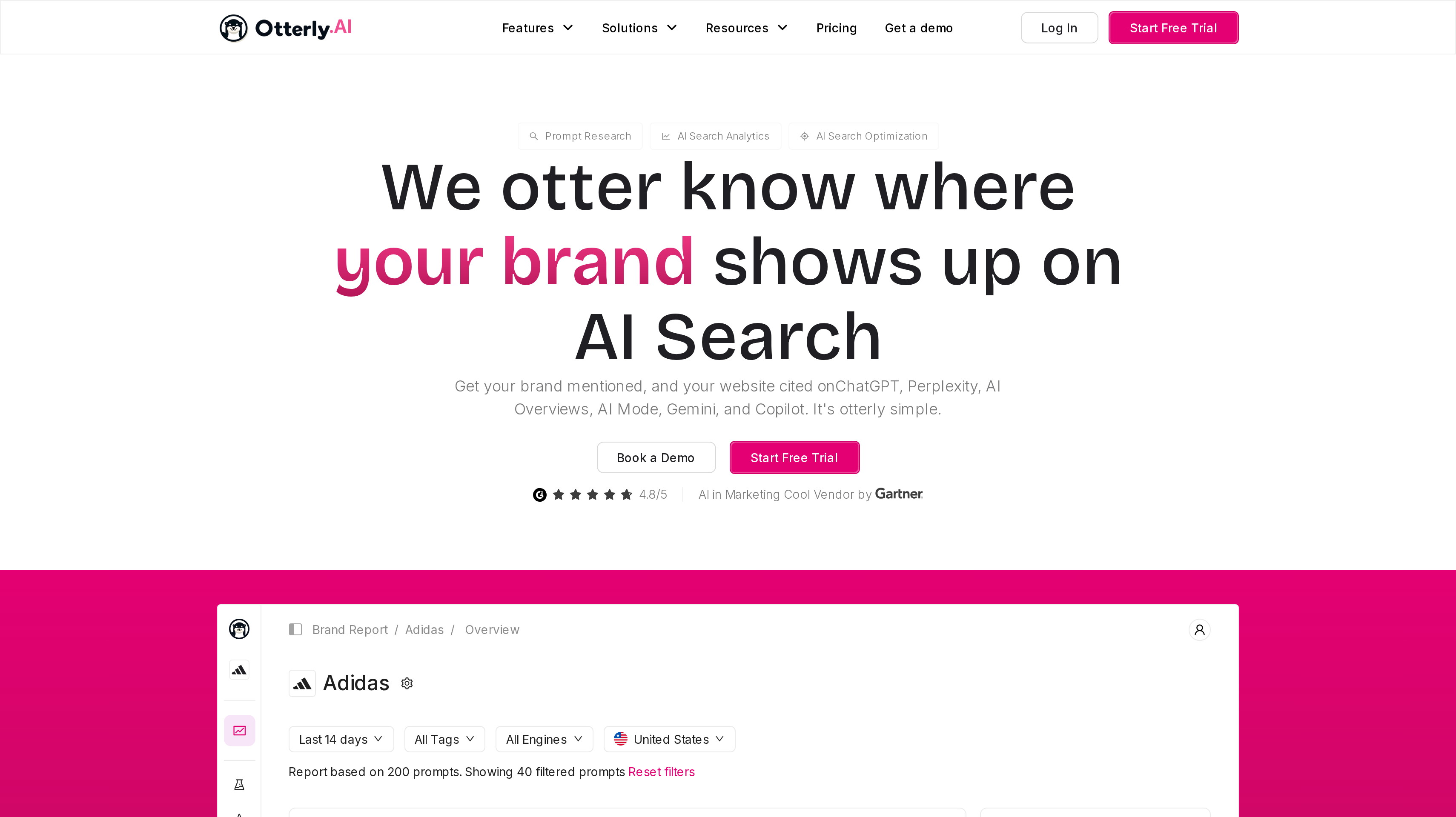 Otterly.AI homepage showing where your brand shows up on AI search