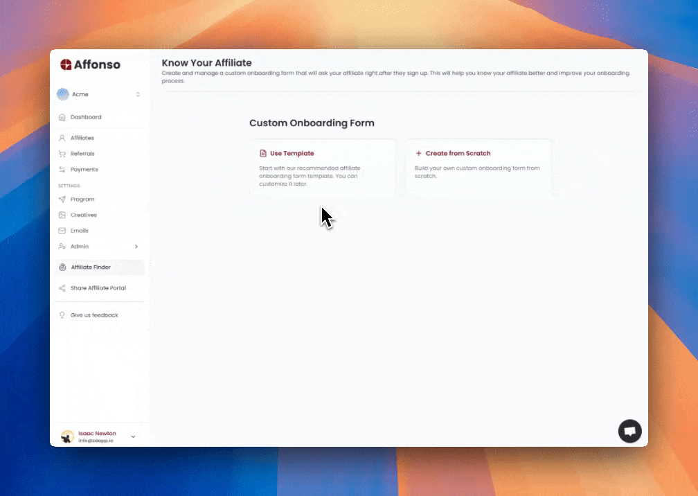 Custom Affiliate Onboarding Forms