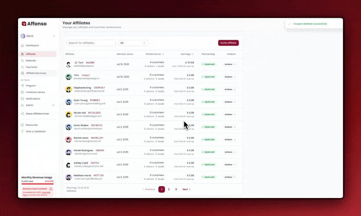 Dodo Payments Coupon Management for Affiliates