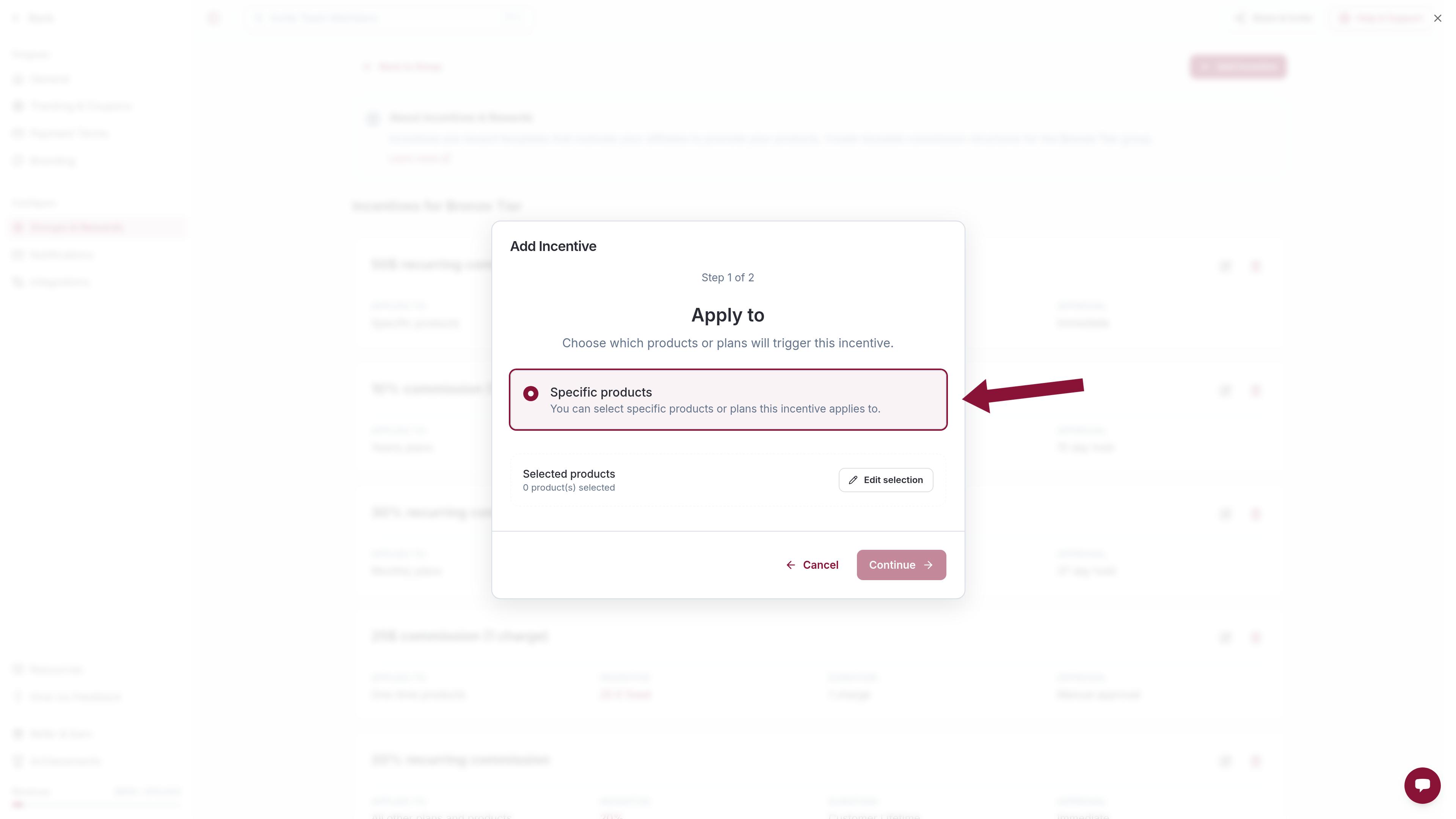 Apply to Specific products