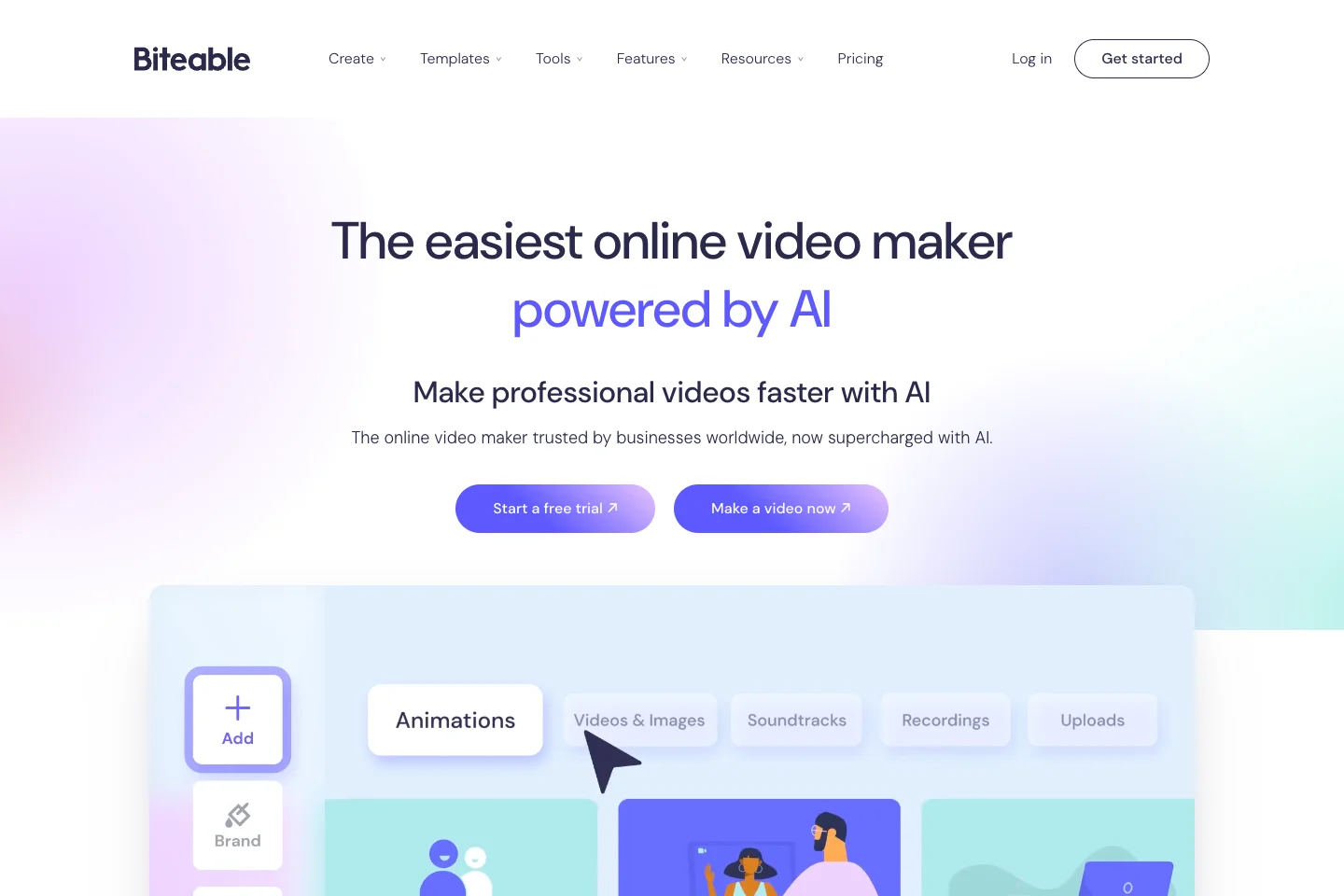 Biteable Website preview